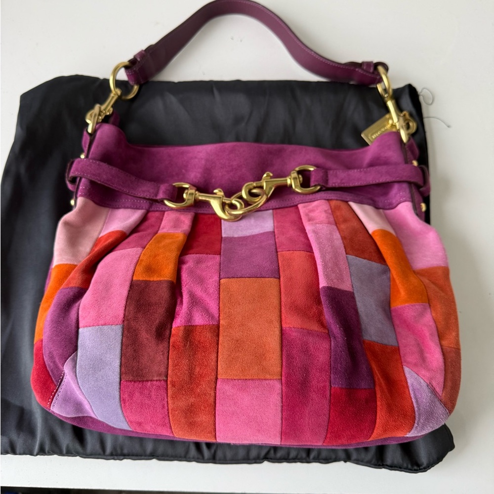 Coach NWOT suede Patchwork Multicolor Shoulder Bag WHAT A BEAUTIFUL BAG! - Picture 2 of 6